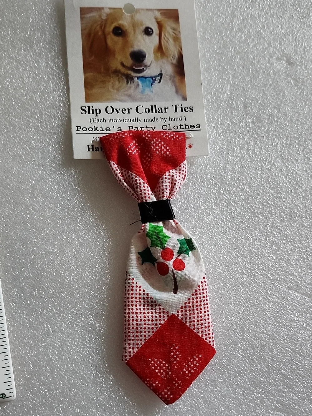 Pookie's Party Clothes Red Holiday Slip-Over Dog Collar Tie